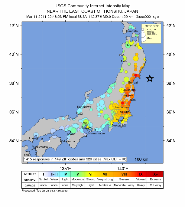 tohoku earthquake map